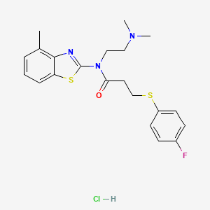molecular formula C21H25ClFN3OS2 B2786520 N-(2-(dimethylamino)ethyl)-3-((4-fluorophenyl)thio)-N-(4-methylbenzo[d]thiazol-2-yl)propanamide hydrochloride CAS No. 1215744-09-4