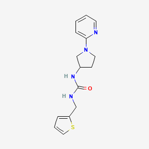 molecular formula C15H18N4OS B2786537 1-(1-(Pyridin-2-yl)pyrrolidin-3-yl)-3-(thiophen-2-ylmethyl)urea CAS No. 1795359-10-2
