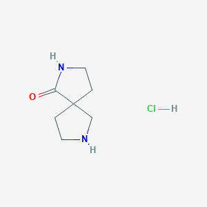 molecular formula C7H13ClN2O B2786547 2,7-Diazaspiro[4.4]nonan-1-one hydrochloride CAS No. 1203682-17-0; 1203796-97-7