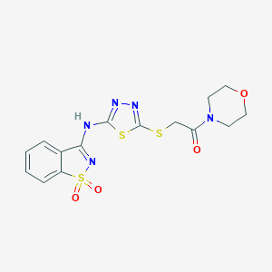2-({5-[(1,1-Dioxido-1,2-benzothiazol-3-yl)amino]-1,3,4-thiadiazol-2-yl}sulfanyl)-1-(morpholin-4-yl)ethanone