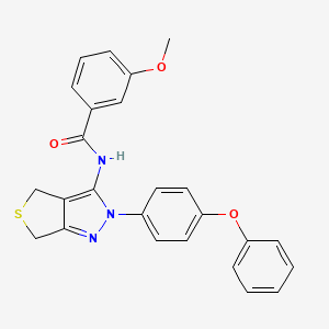 molecular formula C25H21N3O3S B2786552 3-methoxy-N-(2-(4-phenoxyphenyl)-4,6-dihydro-2H-thieno[3,4-c]pyrazol-3-yl)benzamide CAS No. 361172-04-5