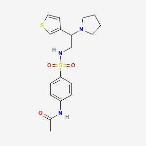 molecular formula C18H23N3O3S2 B2786556 N-(4-(N-(2-(pyrrolidin-1-yl)-2-(thiophen-3-yl)ethyl)sulfamoyl)phenyl)acetamide CAS No. 946356-93-0