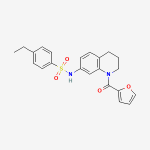 molecular formula C22H22N2O4S B2786558 4-ethyl-N-[1-(furan-2-carbonyl)-3,4-dihydro-2H-quinolin-7-yl]benzenesulfonamide CAS No. 946369-61-5