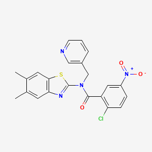 2-chloro-N-(5,6-dimethyl-1,3-benzothiazol-2-yl)-5-nitro-N-[(pyridin-3-yl)methyl]benzamide