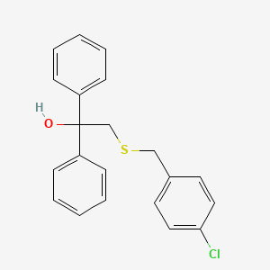molecular formula C21H19ClOS B2786562 2-[(4-Chlorobenzyl)sulfanyl]-1,1-diphenyl-1-ethanol CAS No. 252026-40-7