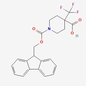 molecular formula C22H20F3NO4 B2786567 1-{[(9H-fluoren-9-yl)methoxy]carbonyl}-4-(trifluoromethyl)piperidine-4-carboxylic acid CAS No. 2138218-64-9