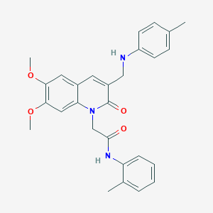 2-(6,7-dimethoxy-3-{[(4-methylphenyl)amino]methyl}-2-oxo-1,2-dihydroquinolin-1-yl)-N-(2-methylphenyl)acetamide