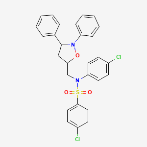molecular formula C28H24Cl2N2O3S B2786570 4-chloro-N-(4-chlorophenyl)-N-[(2,3-diphenyltetrahydro-5-isoxazolyl)methyl]benzenesulfonamide CAS No. 306978-08-5
