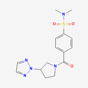 molecular formula C15H19N5O3S B2786577 4-(3-(2H-1,2,3-triazol-2-yl)pyrrolidine-1-carbonyl)-N,N-dimethylbenzenesulfonamide CAS No. 2034490-08-7