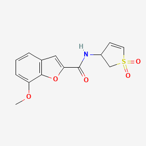 molecular formula C14H13NO5S B2786578 N-(1,1-dioxido-2,3-dihydrothiophen-3-yl)-7-methoxy-1-benzofuran-2-carboxamide CAS No. 951960-47-7