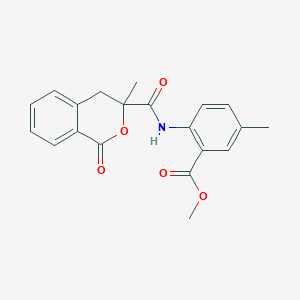 molecular formula C20H19NO5 B2786582 methyl 5-methyl-2-{[(3-methyl-1-oxo-3,4-dihydro-1H-isochromen-3-yl)carbonyl]amino}benzoate CAS No. 890646-54-5