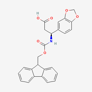 molecular formula C25H21NO6 B2786584 (3S)-3-(1,3-benzodioxol-5-yl)-3-(9H-fluoren-9-ylmethoxycarbonylamino)propanoic acid CAS No. 1260608-23-8