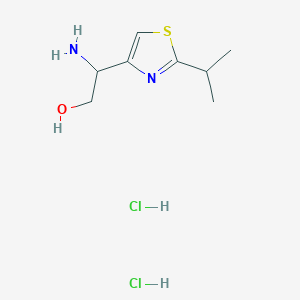 molecular formula C8H16Cl2N2OS B2786586 2-Amino-2-[2-(propan-2-yl)-1,3-thiazol-4-yl]ethan-1-ol dihydrochloride CAS No. 1909318-86-0