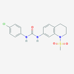 molecular formula C17H18ClN3O3S B2786588 1-(4-Chlorophenyl)-3-(1-(methylsulfonyl)-1,2,3,4-tetrahydroquinolin-7-yl)urea CAS No. 1203122-03-5