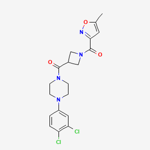 molecular formula C19H20Cl2N4O3 B2786591 (4-(3,4-Dichlorophenyl)piperazin-1-yl)(1-(5-methylisoxazole-3-carbonyl)azetidin-3-yl)methanone CAS No. 1351621-63-0