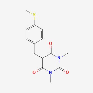 molecular formula C14H16N2O3S B2786599 1,3-dimethyl-5-[4-(methylsulfanyl)benzyl]-2,4,6(1H,3H,5H)-pyrimidinetrione CAS No. 685107-59-9