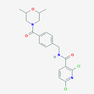 molecular formula C20H21Cl2N3O3 B2786614 2,6-dichloro-N-{[4-(2,6-dimethylmorpholine-4-carbonyl)phenyl]methyl}pyridine-3-carboxamide CAS No. 1424394-20-6