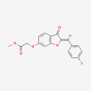 molecular formula C18H13FO5 B2786615 (Z)-methyl 2-((2-(4-fluorobenzylidene)-3-oxo-2,3-dihydrobenzofuran-6-yl)oxy)acetate CAS No. 623117-46-4