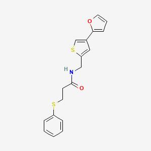 molecular formula C18H17NO2S2 B2786618 N-{[4-(furan-2-yl)thiophen-2-yl]methyl}-3-(phenylsulfanyl)propanamide CAS No. 2380009-26-5