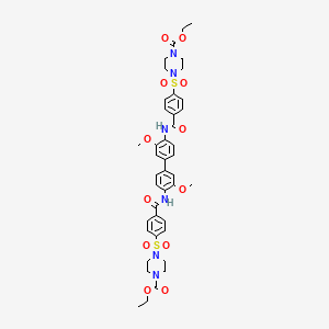 Ethyl 4-[4-[[4-[4-[[4-(4-ethoxycarbonylpiperazin-1-yl)sulfonylbenzoyl]amino]-3-methoxyphenyl]-2-methoxyphenyl]carbamoyl]phenyl]sulfonylpiperazine-1-carboxylate