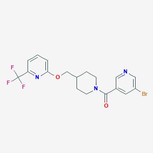 molecular formula C18H17BrF3N3O2 B2786628 (5-Bromopyridin-3-yl)-[4-[[6-(trifluoromethyl)pyridin-2-yl]oxymethyl]piperidin-1-yl]methanone CAS No. 2309568-64-5
