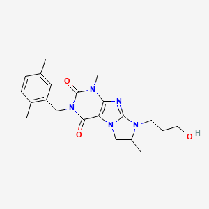 molecular formula C21H25N5O3 B2786641 3-(2,5-dimethylbenzyl)-8-(3-hydroxypropyl)-1,7-dimethyl-1H-imidazo[2,1-f]purine-2,4(3H,8H)-dione CAS No. 919008-57-4