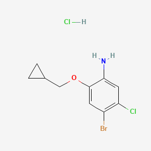 molecular formula C10H12BrCl2NO B2786644 4-Bromo-5-chloro-2-(cyclopropylmethoxy)aniline HCl CAS No. 1400644-73-6