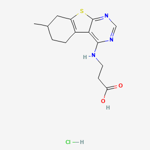 molecular formula C14H18ClN3O2S B2786649 N-(7-Methyl-5,6,7,8-tetrahydrobenzothieno[2,3-d]pyrimidin-4-yl)-b-alanine HCl CAS No. 1052405-67-0