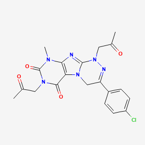 molecular formula C20H19ClN6O4 B2786657 3-(4-chlorophenyl)-9-methyl-1,7-bis(2-oxopropyl)-7,9-dihydro-[1,2,4]triazino[3,4-f]purine-6,8(1H,4H)-dione CAS No. 922615-18-7