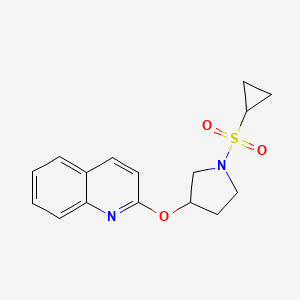 molecular formula C16H18N2O3S B2786658 2-((1-(Cyclopropylsulfonyl)pyrrolidin-3-yl)oxy)quinoline CAS No. 2034300-79-1