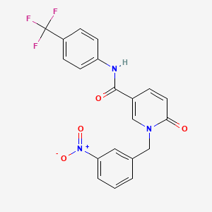 molecular formula C20H14F3N3O4 B2786661 1-(3-nitrobenzyl)-6-oxo-N-(4-(trifluoromethyl)phenyl)-1,6-dihydropyridine-3-carboxamide CAS No. 900010-03-9