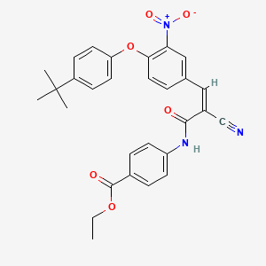 molecular formula C29H27N3O6 B2786662 Ethyl 4-[[(Z)-3-[4-(4-tert-butylphenoxy)-3-nitrophenyl]-2-cyanoprop-2-enoyl]amino]benzoate CAS No. 556010-73-2