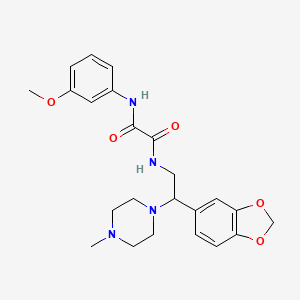 molecular formula C23H28N4O5 B2786668 N-[2-(1,3-benzodioxol-5-yl)-2-(4-methylpiperazin-1-yl)ethyl]-N'-(3-methoxyphenyl)ethanediamide CAS No. 896340-44-6