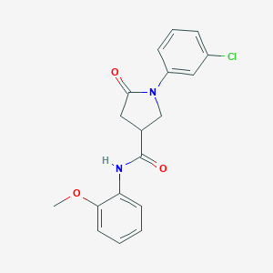 molecular formula C18H17ClN2O3 B278667 1-(3-chlorophenyl)-N-(2-methoxyphenyl)-5-oxopyrrolidine-3-carboxamide 