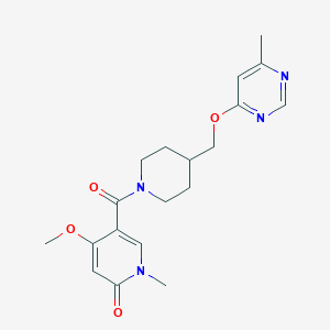 molecular formula C19H24N4O4 B2786671 4-methoxy-1-methyl-5-(4-(((6-methylpyrimidin-4-yl)oxy)methyl)piperidine-1-carbonyl)pyridin-2(1H)-one CAS No. 2309554-25-2