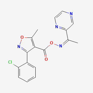 molecular formula C17H13ClN4O3 B2786673 2-[({[3-(2-Chlorophenyl)-5-methyl-4-isoxazolyl]carbonyl}oxy)ethanimidoyl]pyrazine CAS No. 866050-54-6