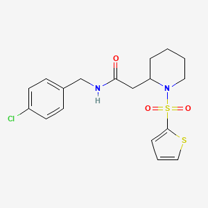 molecular formula C18H21ClN2O3S2 B2786678 N-(4-chlorobenzyl)-2-(1-(thiophen-2-ylsulfonyl)piperidin-2-yl)acetamide CAS No. 941991-39-5