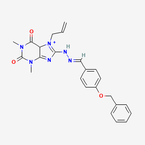 molecular formula C24H24N6O3 B2786682 8-[(2E)-2-{[4-(benzyloxy)phenyl]methylidene}hydrazin-1-yl]-1,3-dimethyl-7-(prop-2-en-1-yl)-2,3,6,7-tetrahydro-1H-purine-2,6-dione CAS No. 377052-12-5