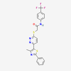 molecular formula C23H17F3N4OS2 B2786687 2-((6-(4-methyl-2-phenylthiazol-5-yl)pyridazin-3-yl)thio)-N-(4-(trifluoromethyl)phenyl)acetamide CAS No. 892415-70-2