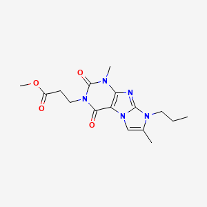 molecular formula C16H21N5O4 B2786692 methyl 3-(1,7-dimethyl-2,4-dioxo-8-propyl-1H-imidazo[2,1-f]purin-3(2H,4H,8H)-yl)propanoate CAS No. 887463-60-7