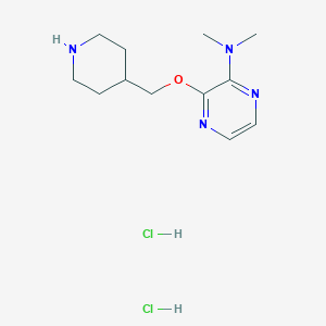 molecular formula C12H22Cl2N4O B2786694 N,N-Dimethyl-3-(piperidin-4-ylmethoxy)pyrazin-2-amine;dihydrochloride CAS No. 2380143-23-5