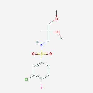 molecular formula C12H17ClFNO4S B2786707 3-chloro-N-(2,3-dimethoxy-2-methylpropyl)-4-fluorobenzenesulfonamide CAS No. 2034586-62-2