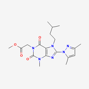 molecular formula C19H26N6O4 B2786718 methyl 2-(8-(3,5-dimethyl-1H-pyrazol-1-yl)-7-isopentyl-3-methyl-2,6-dioxo-2,3,6,7-tetrahydro-1H-purin-1-yl)acetate CAS No. 1014029-30-1