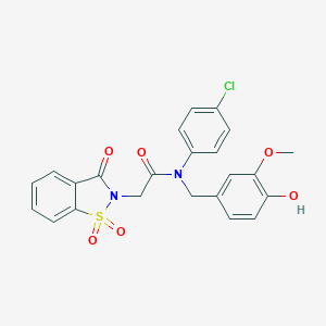 N-(4-chlorophenyl)-2-(1,1-dioxido-3-oxo-1,2-benzisothiazol-2(3H)-yl)-N-(4-hydroxy-3-methoxybenzyl)acetamide