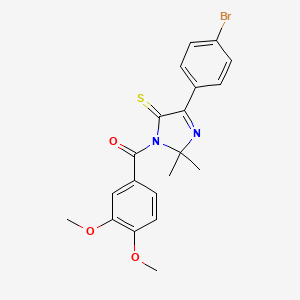 (4-(4-bromophenyl)-2,2-dimethyl-5-thioxo-2,5-dihydro-1H-imidazol-1-yl)(3,4-dimethoxyphenyl)methanone