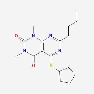 molecular formula C17H24N4O2S B2786732 7-Butyl-5-cyclopentylsulfanyl-1,3-dimethylpyrimido[4,5-d]pyrimidine-2,4-dione CAS No. 887225-48-1