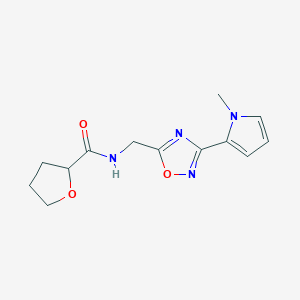 molecular formula C13H16N4O3 B2786737 N-((3-(1-methyl-1H-pyrrol-2-yl)-1,2,4-oxadiazol-5-yl)methyl)tetrahydrofuran-2-carboxamide CAS No. 1903419-41-9