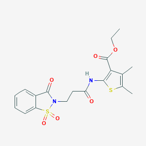 ETHYL 4,5-DIMETHYL-2-{[3-(1,1,3-TRIOXO-1,3-DIHYDRO-2H-1,2-BENZISOTHIAZOL-2-YL)PROPANOYL]AMINO}-3-THIOPHENECARBOXYLATE