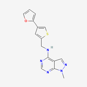 molecular formula C15H13N5OS B2786744 N-[[4-(Furan-2-yl)thiophen-2-yl]methyl]-1-methylpyrazolo[3,4-d]pyrimidin-4-amine CAS No. 2380192-09-4
