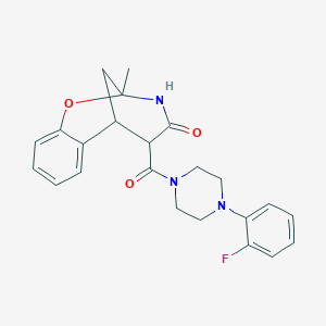 molecular formula C23H24FN3O3 B2786753 5-(4-(2-fluorophenyl)piperazine-1-carbonyl)-2-methyl-5,6-dihydro-2H-2,6-methanobenzo[g][1,3]oxazocin-4(3H)-one CAS No. 1212150-98-5